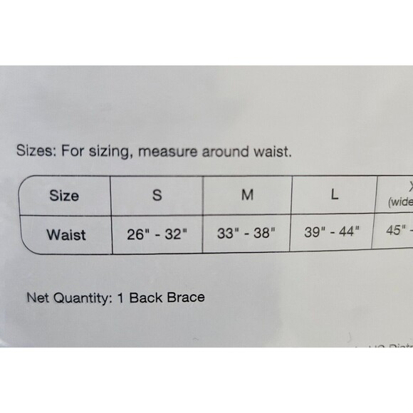 BACK ON TRACK Narrow Front Black Back Brace Size Small- Black -4 Way Stretch New - Picture 5 of 5